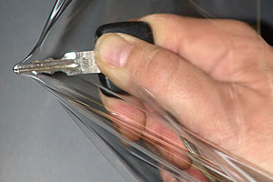 Paint Protection Film Strength test with a key